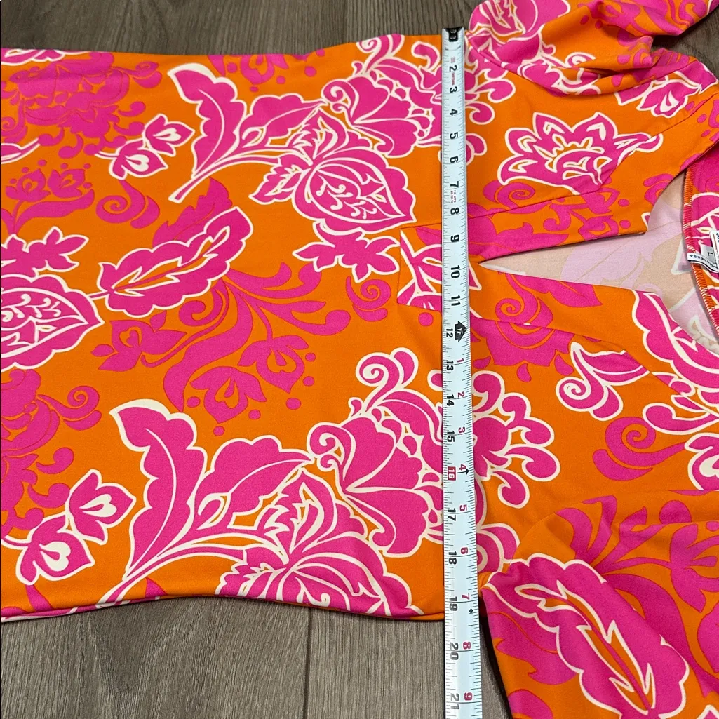 Jude Connally Megan Tunic Dress Etched Floral Coral Pink Size Large - Image 9