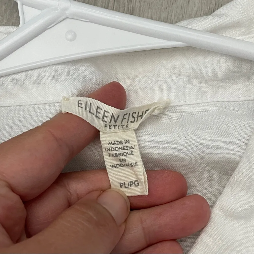 Eileen Fisher Shirt organic linen boxy button up womens White (large petite) - Image 2