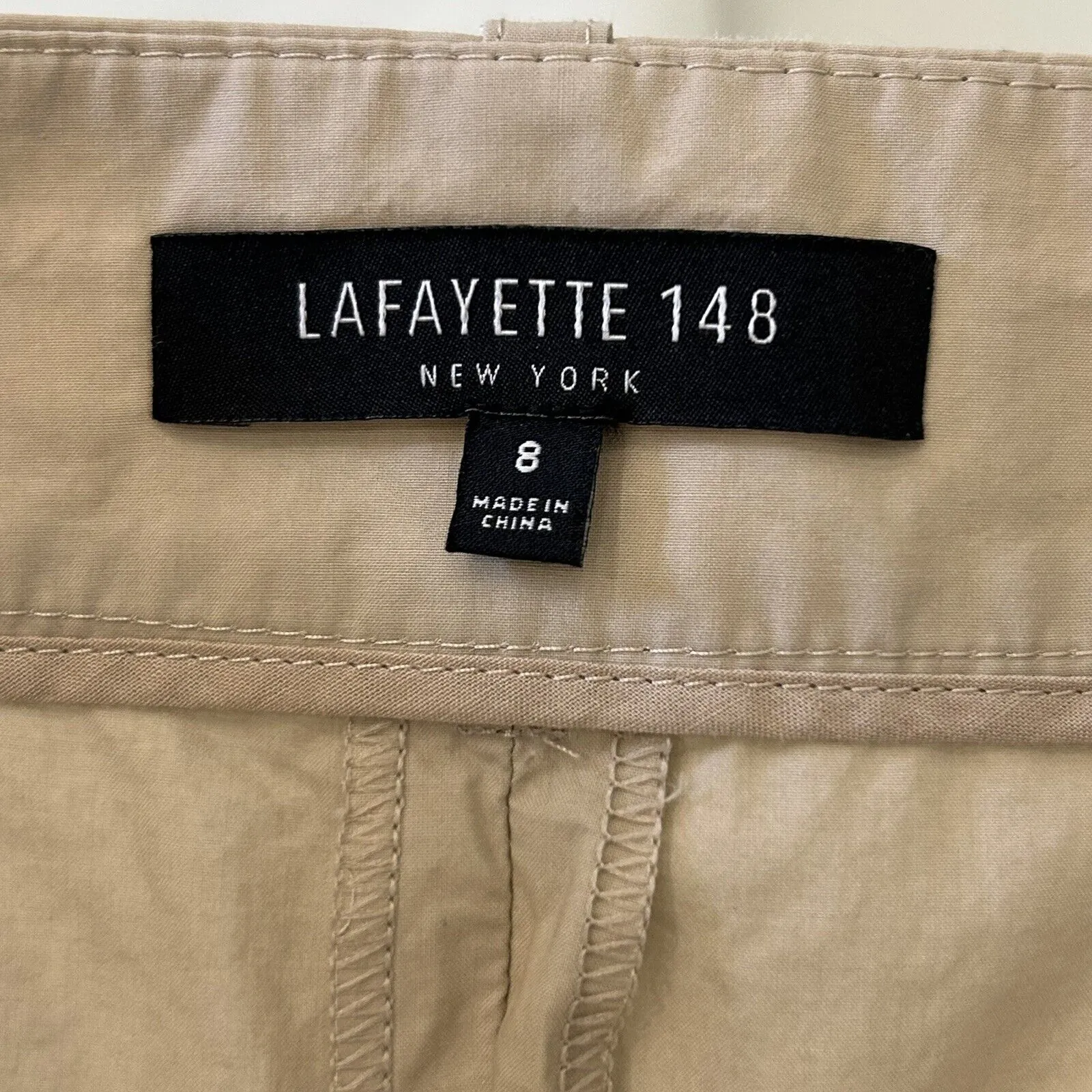 LAFAYETTE‎ 148 Womens 8 Tan Beige Wide Leg Trouser Career Cropped Pants - Image 3