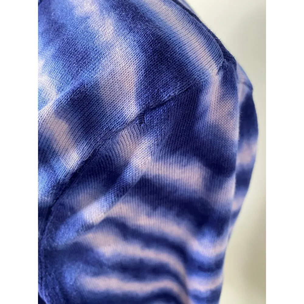 Tory Burch Blue Stripe Tiger Tie Dye Combo Pat Cardigan Small Preppy Coastal - Image 8