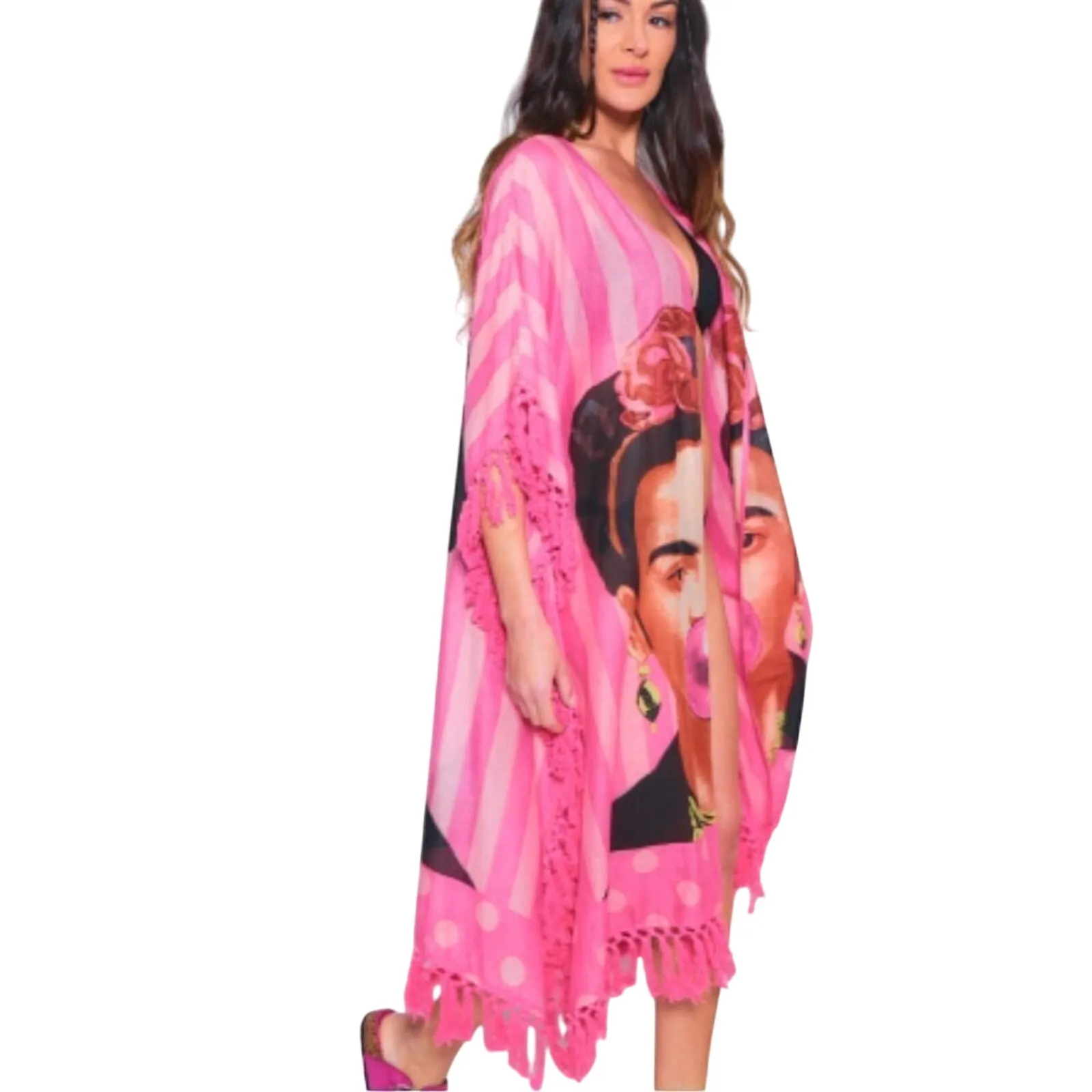 BEATNIK PHILOSOPHY Frida Kahlo Bubblegum Pink Kimono New with Tag Size undefined - Image 6