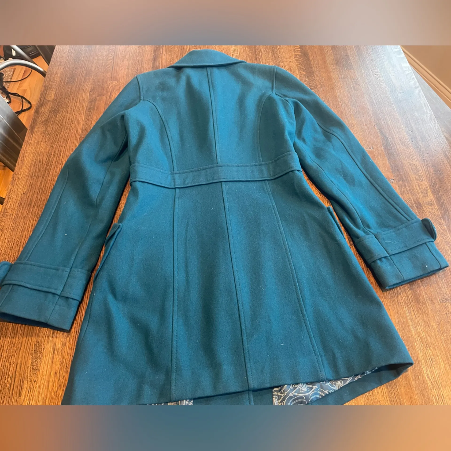 Tulle Teal Wool Blend Pea Coat - Image 3