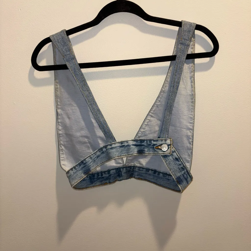 Urban Outfitters Light Blue Denim Crop Top - Image 2