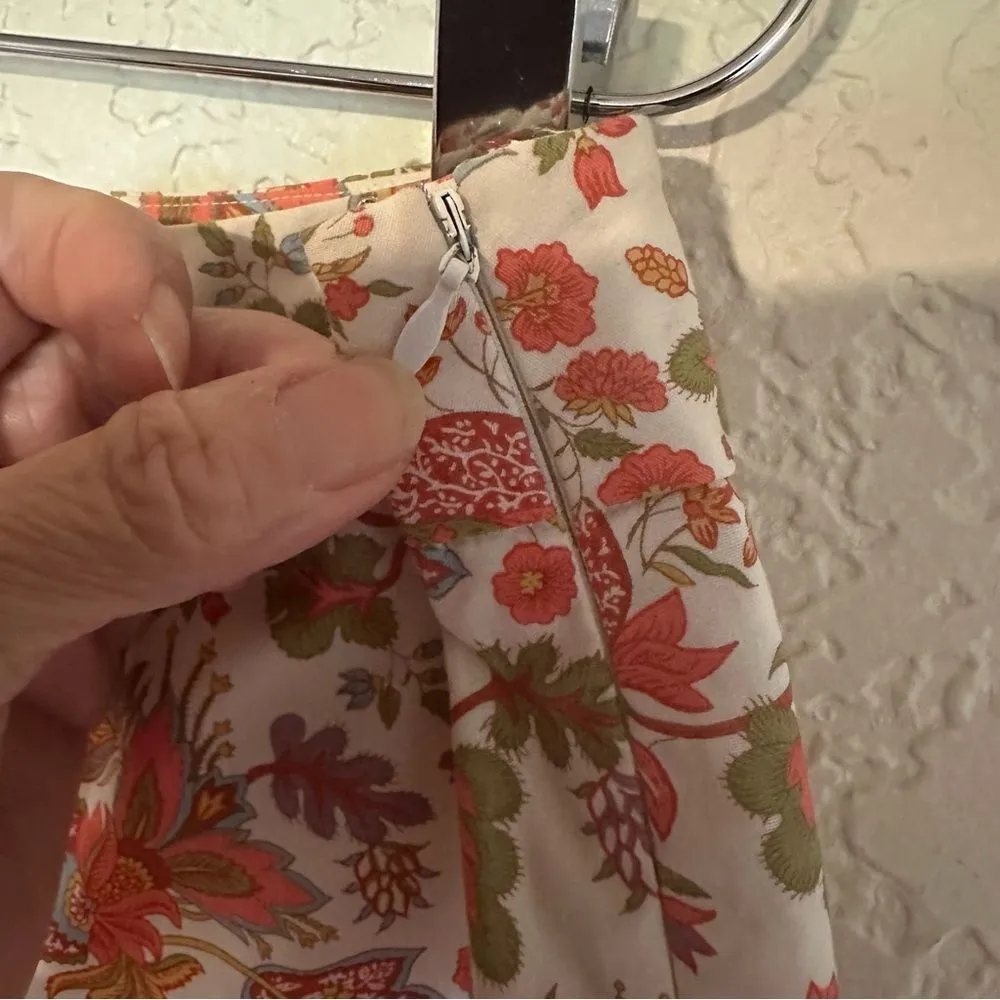 Pendleton Size 6 Cropped Capri Pants Floral Paisley Lined White Coral Women's - Image 9