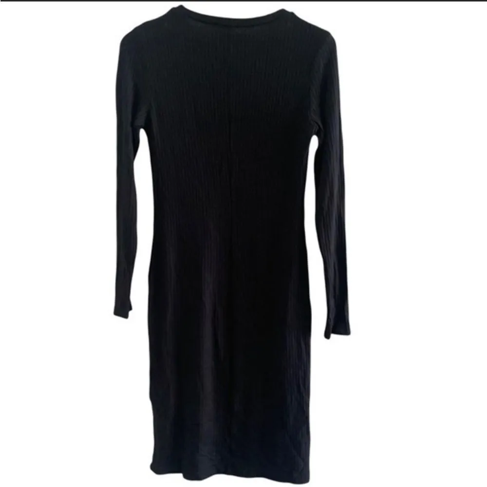 Reformation Wednesday NWOT Ribbed Mini Dress Long Sleeves Crew Neck Black - Image 6