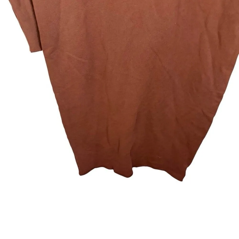 Frank & Eileen Small Cinnamon Brown Triple Fleece Isabelle Funnel Neck Dress - Image 8