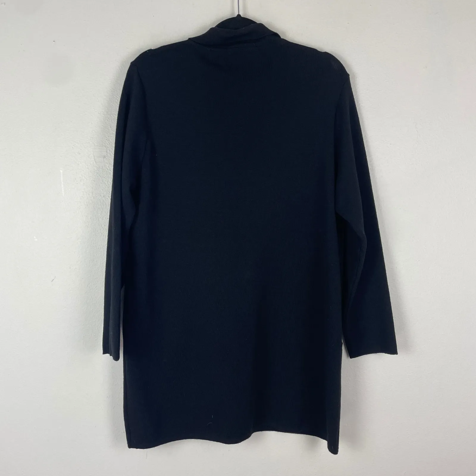 Max Mara Women's L Italy Wool Knit‎ Blazer Long Cardigan Coat Black 100% Wool - Image 7