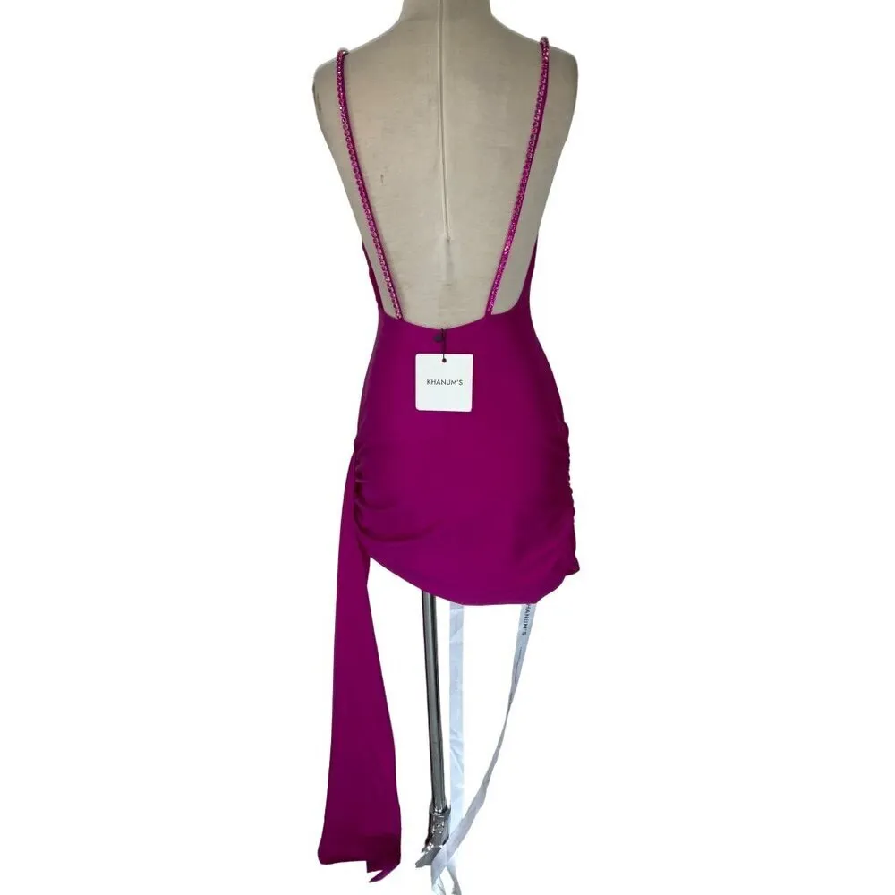 Khanums Sash Mini Dress in Barbie Pink Medium New Womens Crystal Cocktail - Image 8