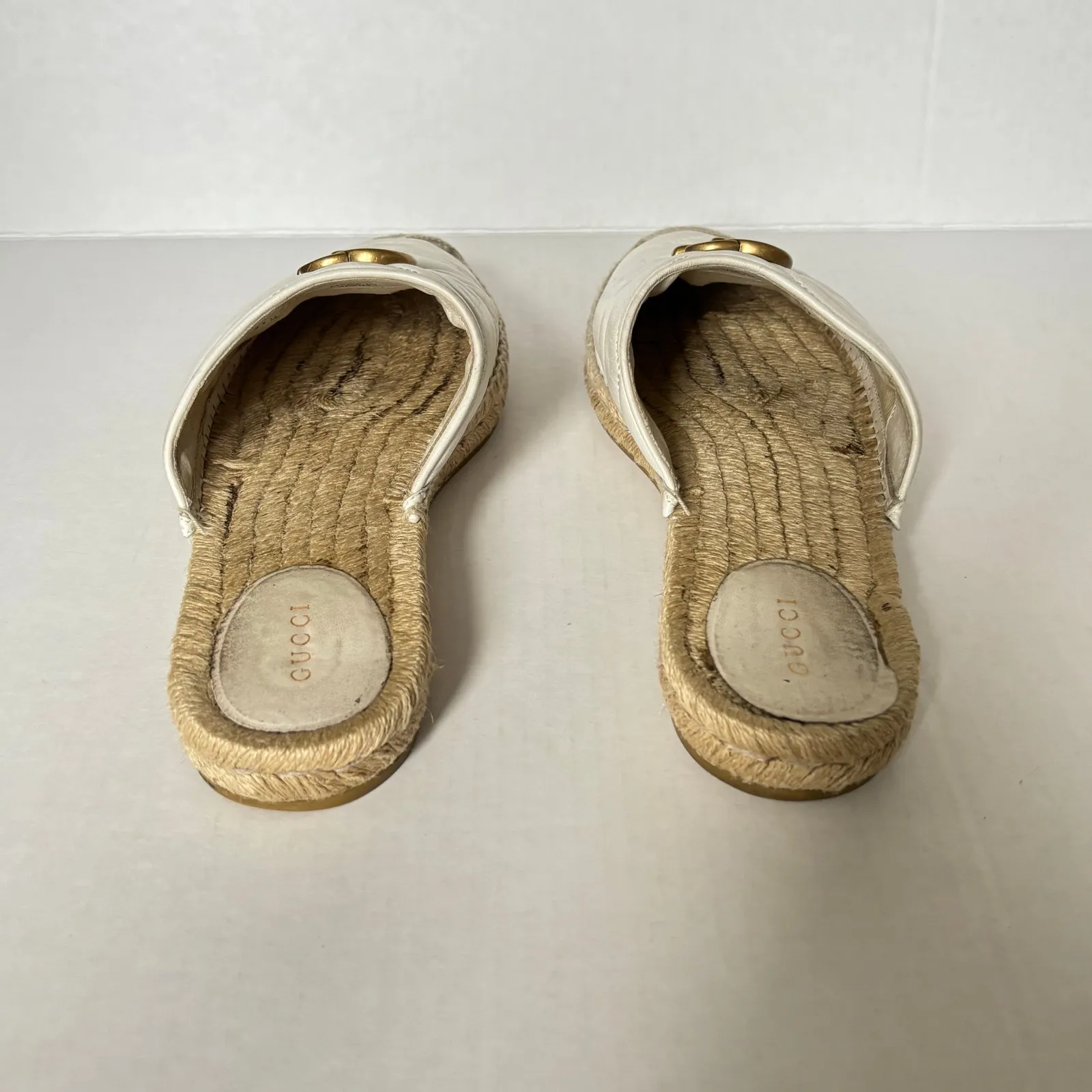 Gucci Charlotte Marmont GG Espadrille Mule Sandals White Matelasse Size EU 41.5 - Image 7