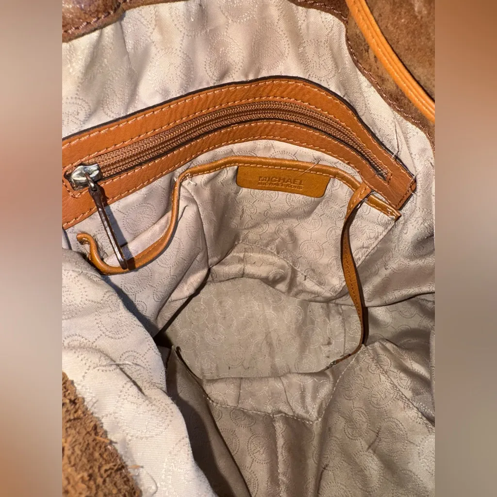 Michael Kors Milo Y2K Style Bucket Suede Leather Trim Distressed Bucket Bag - Image 12