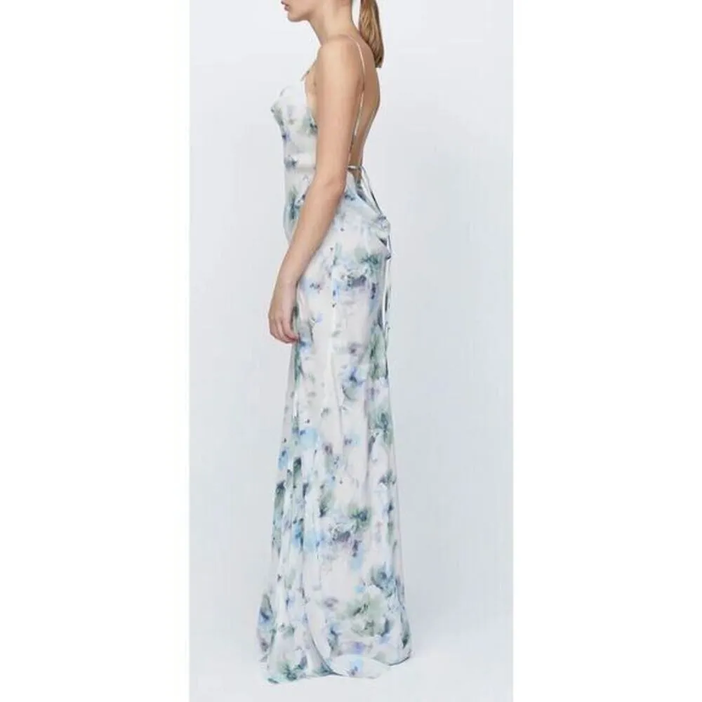 Bec & Bridge Corrine Watercolor Split Maxi Dress Women's 10 White Sleeveless A02 - Image 4