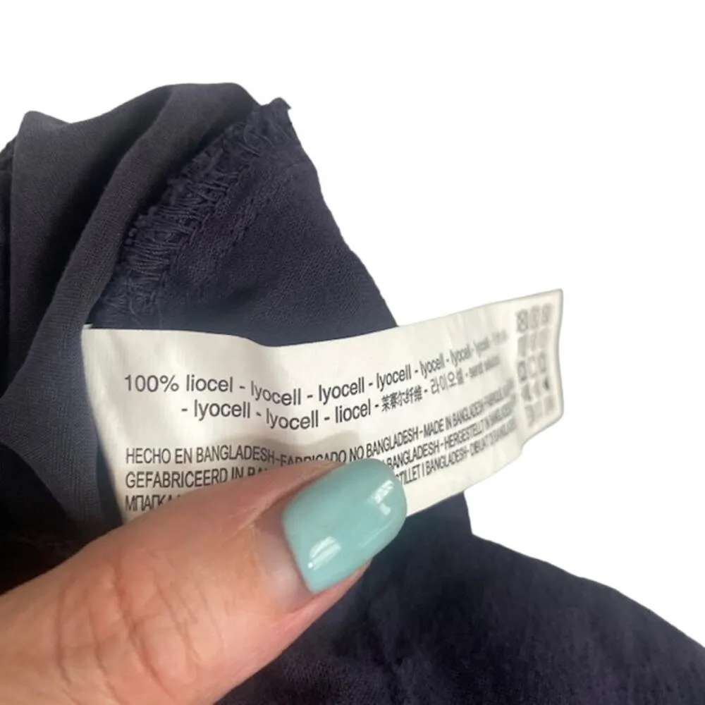 Zara Navy Blue Lyocell Belted Lightweight Chino Pants Women Sz 8 - Image 3