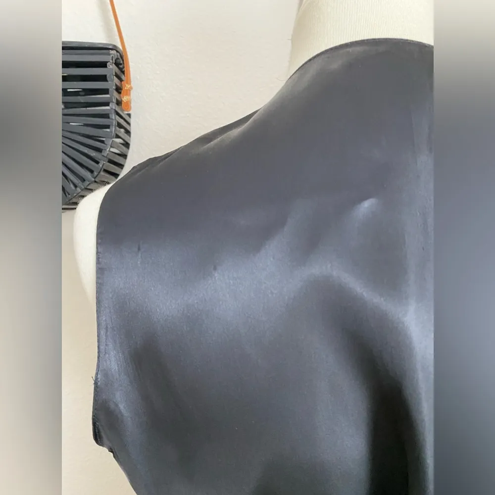 Vintage ESPRIT Black Long Vest, Size Medium - Image 3