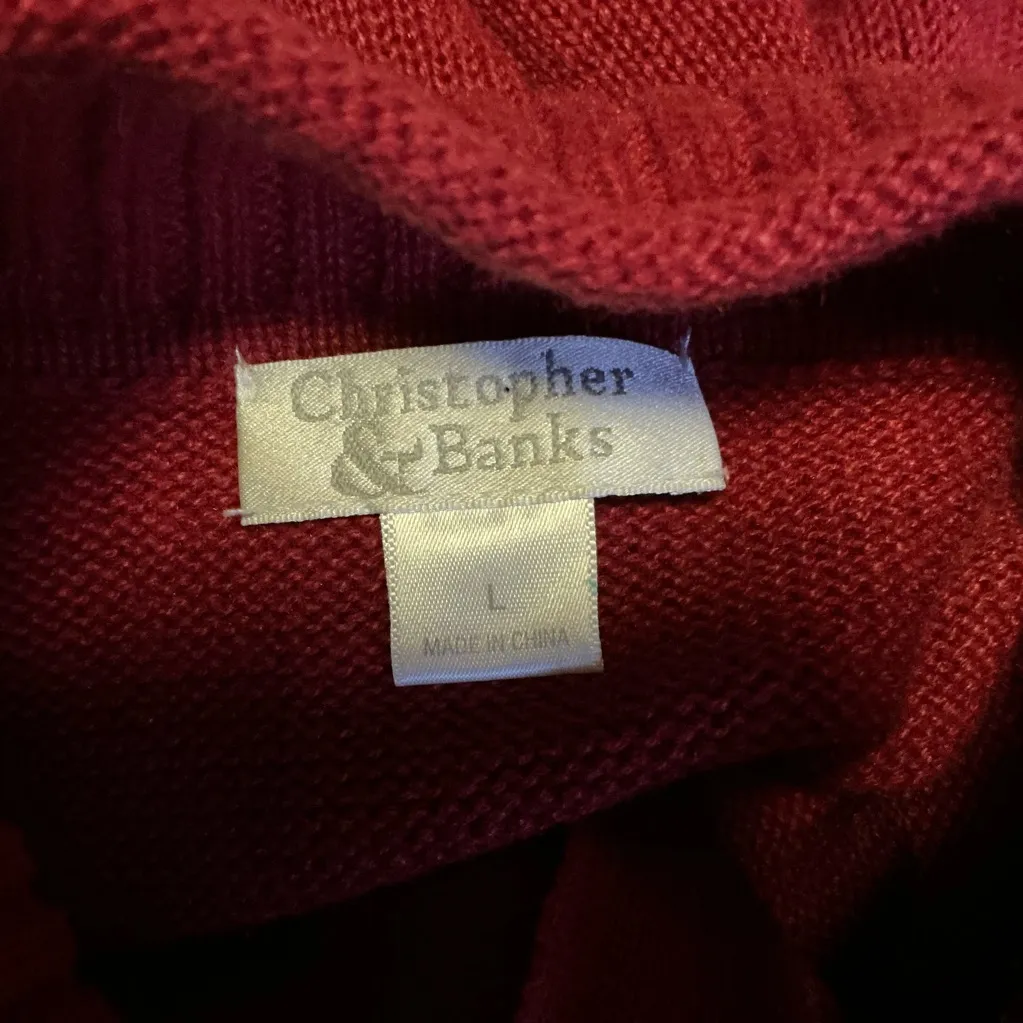 Y2K Kitschy Embroidered Sweater Cottagecore Cabin Lantern Fish Motif Zip Neck Size L - Image 2