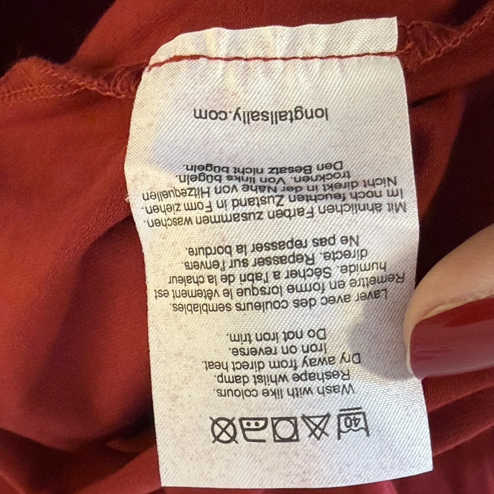 Long Tall Sally Red Long Sleeve Top Satin Trim Scoop Neck Large Basic Capsule - Image 8