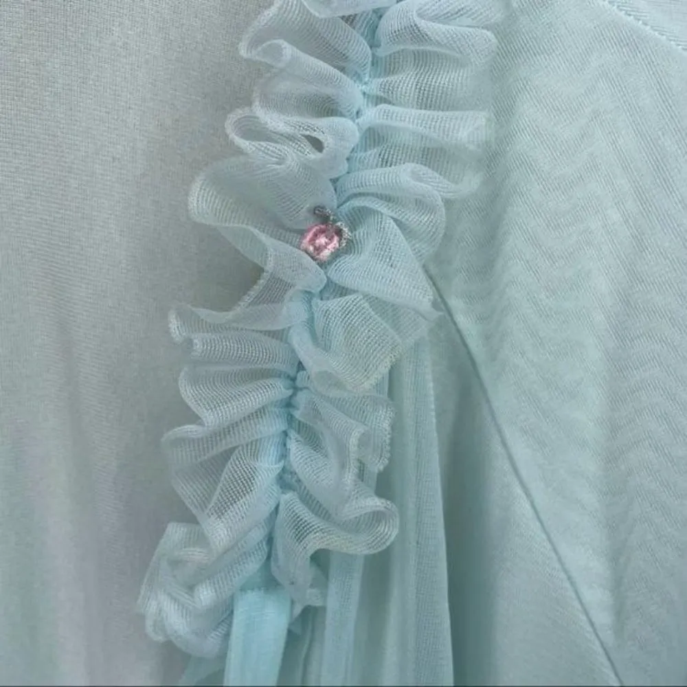 Vintage 1960s St Michaels lingerie mrs maisel style sheer ruffle nightgown robe Blue Size undefined - Image 8