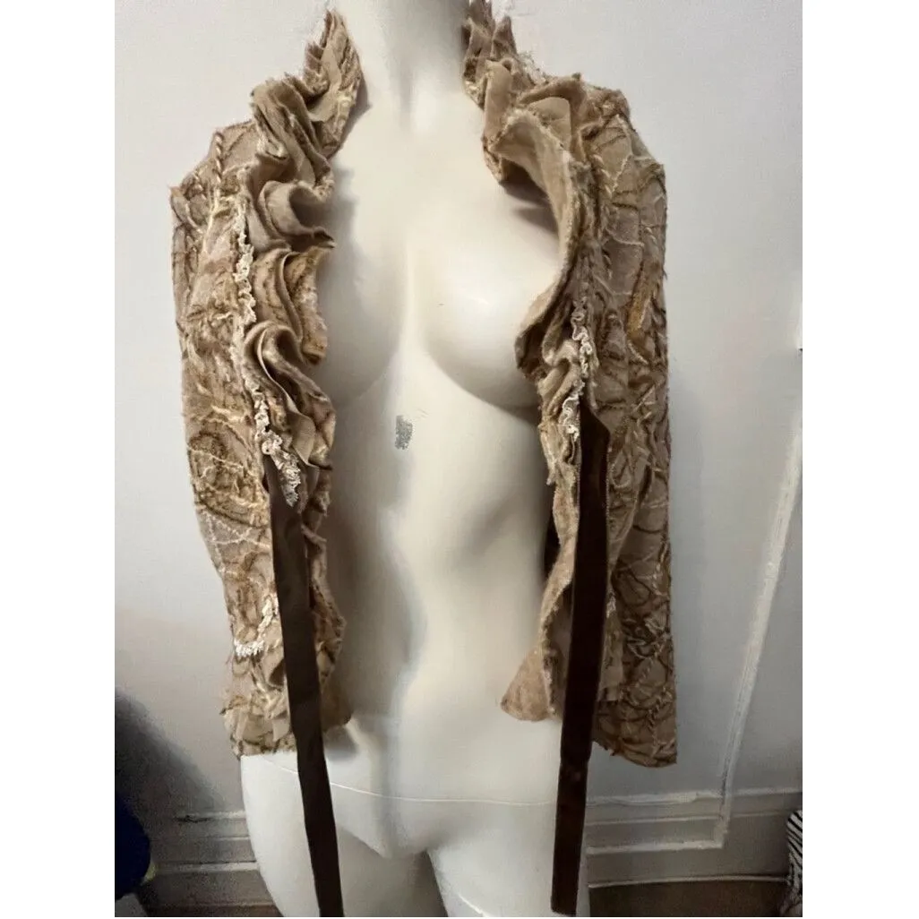 Alberto Makali safari  shacket 10 Ruffle Avante Garde artsy groovy wool blend - Image 7