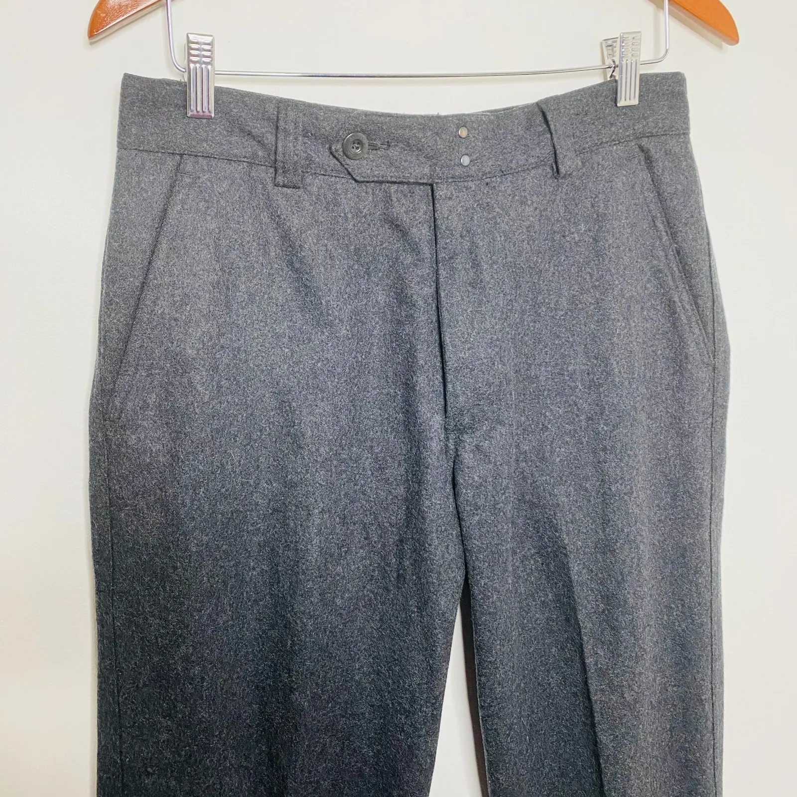 Banana Republic Wool Gray Trousers Tailored Work Slacks Flat Front Pant Sz 31/30 - Image 3