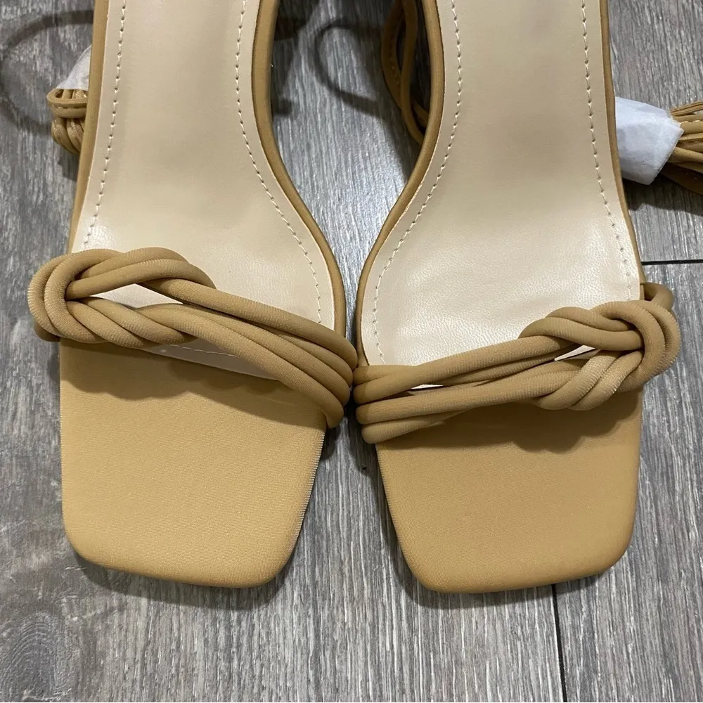 Lulus Jazey Medium Nude Lace-Up Block Heel‎ Summer Party Sandals Size 8 - Image 10