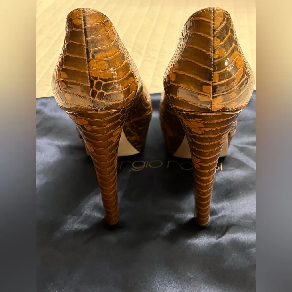 Sergio Rossi brown snake skin pumps - Image 7