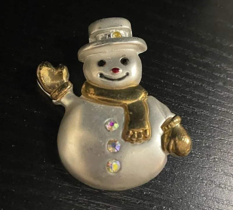 Mr Mittens Snowman Brooch Christmas, holidays, Santa, Silver - Image 2