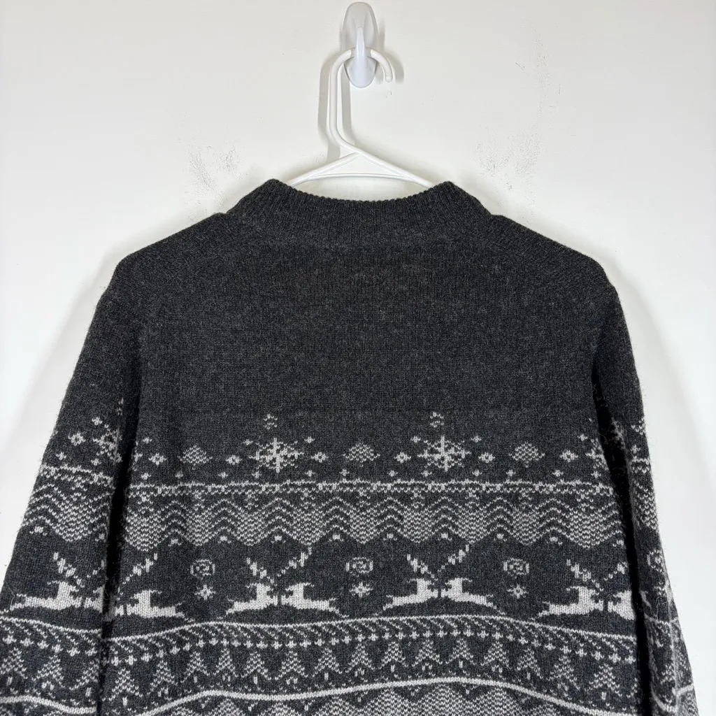 Ibex Wool Cashmere Blend Reindeer Cardigan Size Large Gray - Image 6