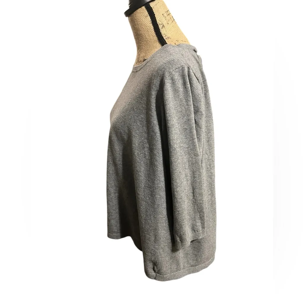Unknown brand, unknown size sweater with dual fabric back and ties. Gray - Image 5