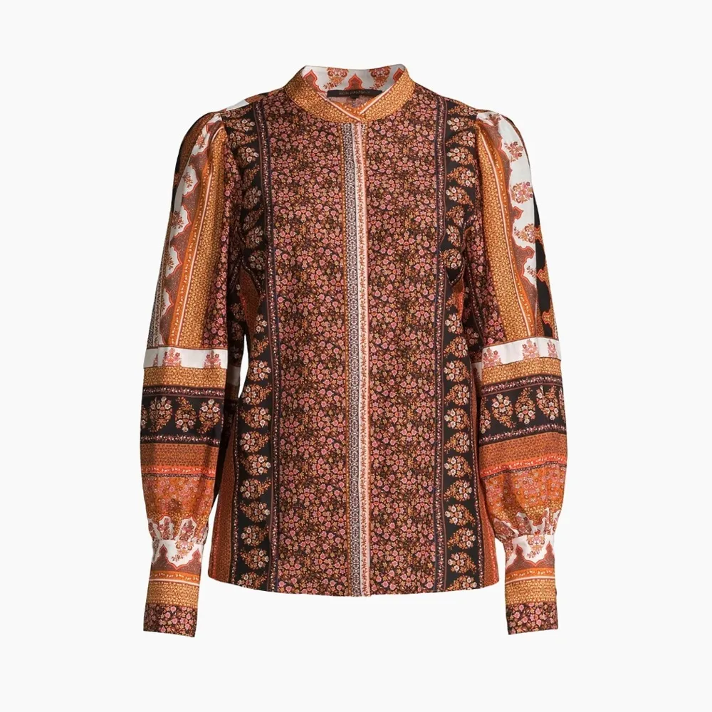 NWT Kobi Halperin Amy Printed Silk Blouse, Size L New w/Tag Retail $398 SOLD OUT Size L - Image 2