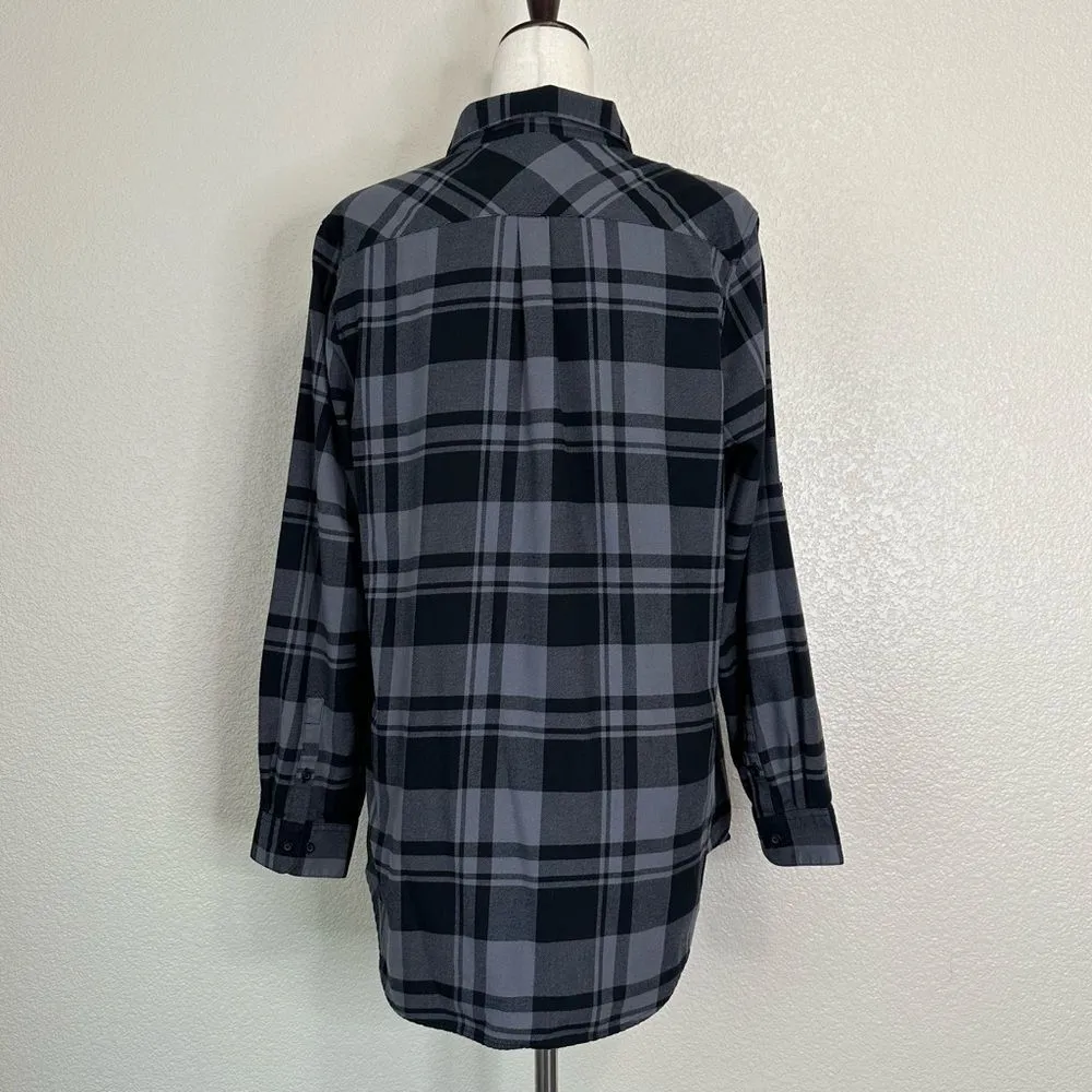 Port Authority Women's Plaid Flannel Button Down Tunic Shirt, Sz Large - Image 7