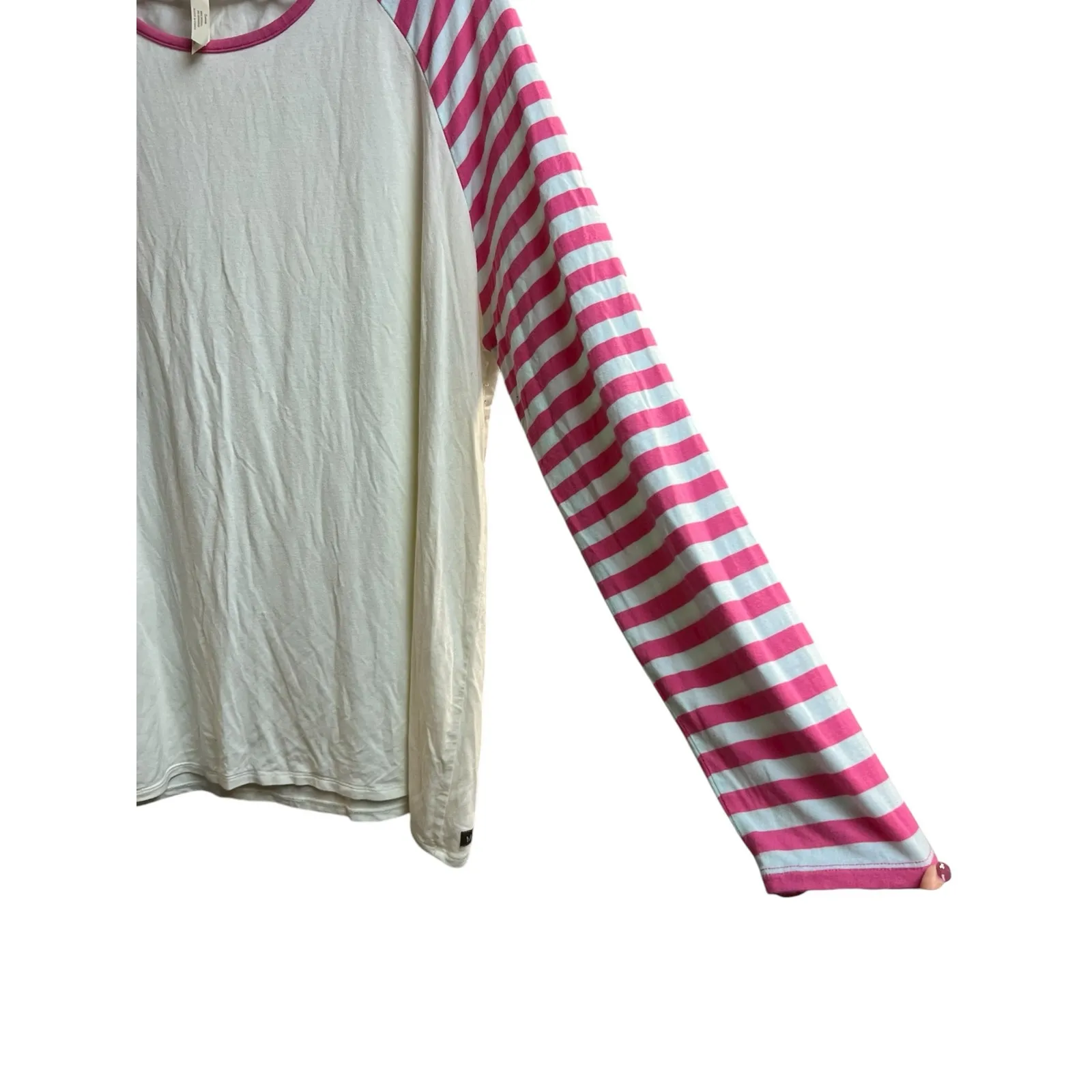 Matilda Jane Wonderment Any Time Top Raglan Shirt Cream Pink Stripes XXL - Image 3