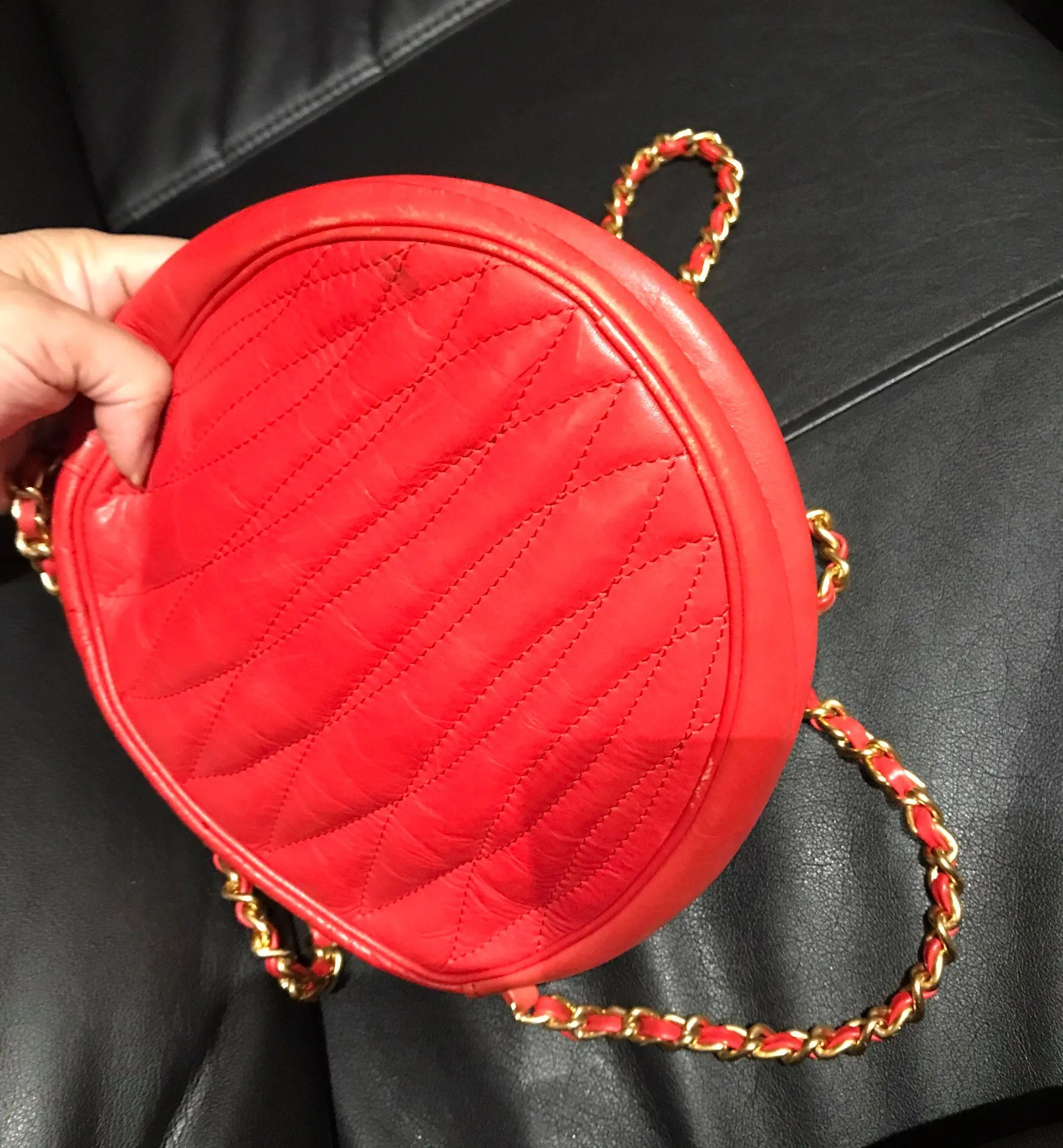 Vintage ELITA Retro pin Up Quilt Chain Messenger Crossbody Purse Bag Red - Image 5