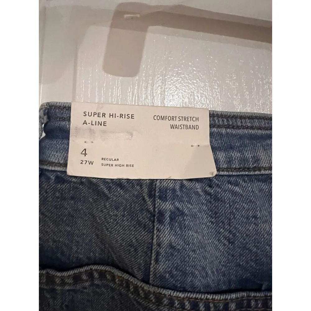 American Eagle Outfitters Denim A-Line Skirt Super High Rise Comfort Waist 4 NWT - Image 7