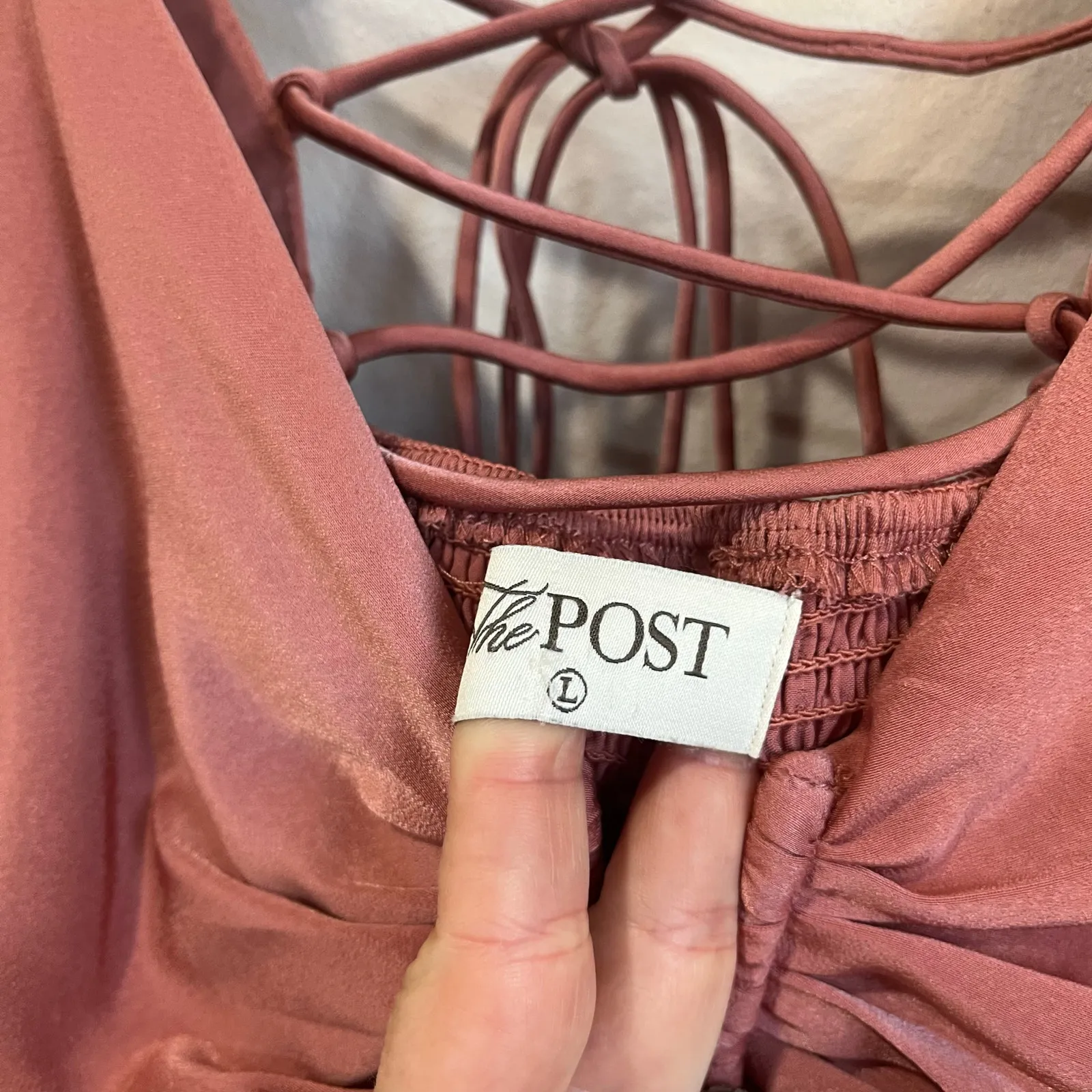 The Post Satin Long Sleeve Mini Dress Lace - Image 4