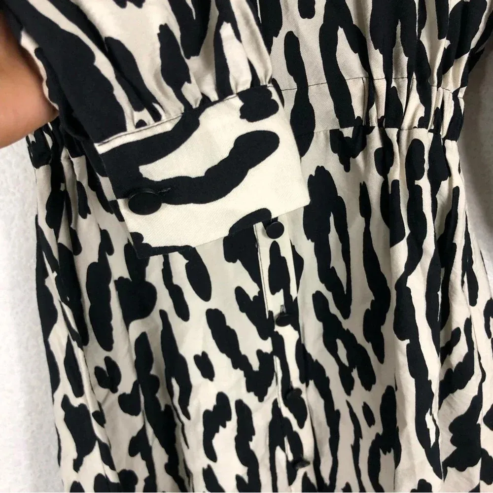 Zara Animal Print Long Sleeve Aline Button Mini Shirt Dress XS - Image 13