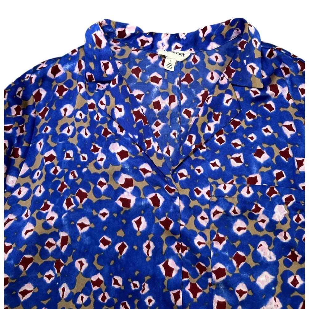 Open Edit Satin Camp Button-Up Shirt S - Image 4