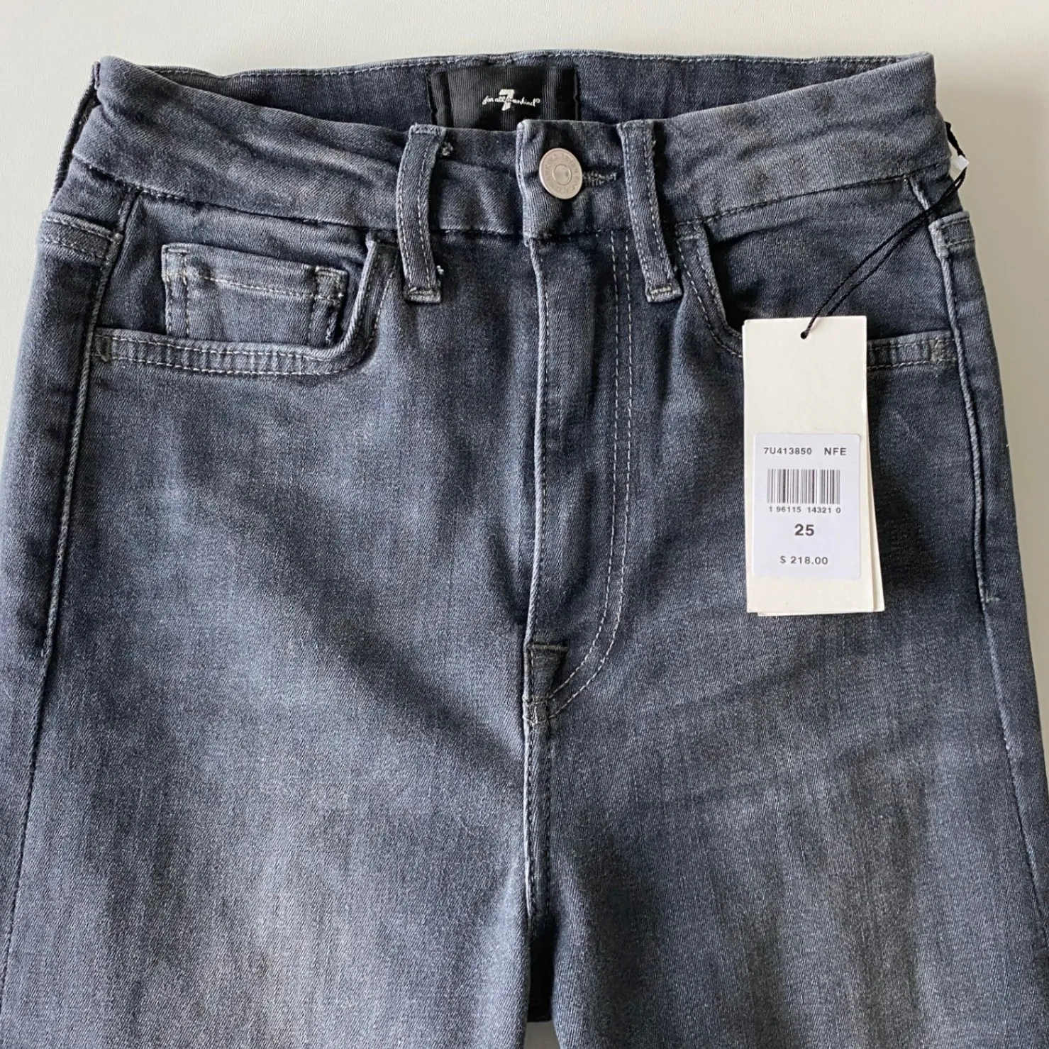 7 For All Mankind Ultra High Rise Flare Jeans No Filter Denim Black Wash 25 NWT - Image 10