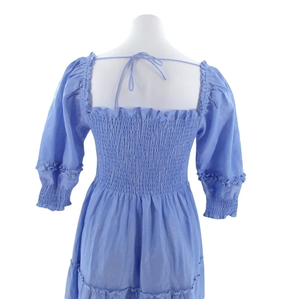 Hill House the Nesli Nap Dress in Light Blue Glitter Check - Image 8