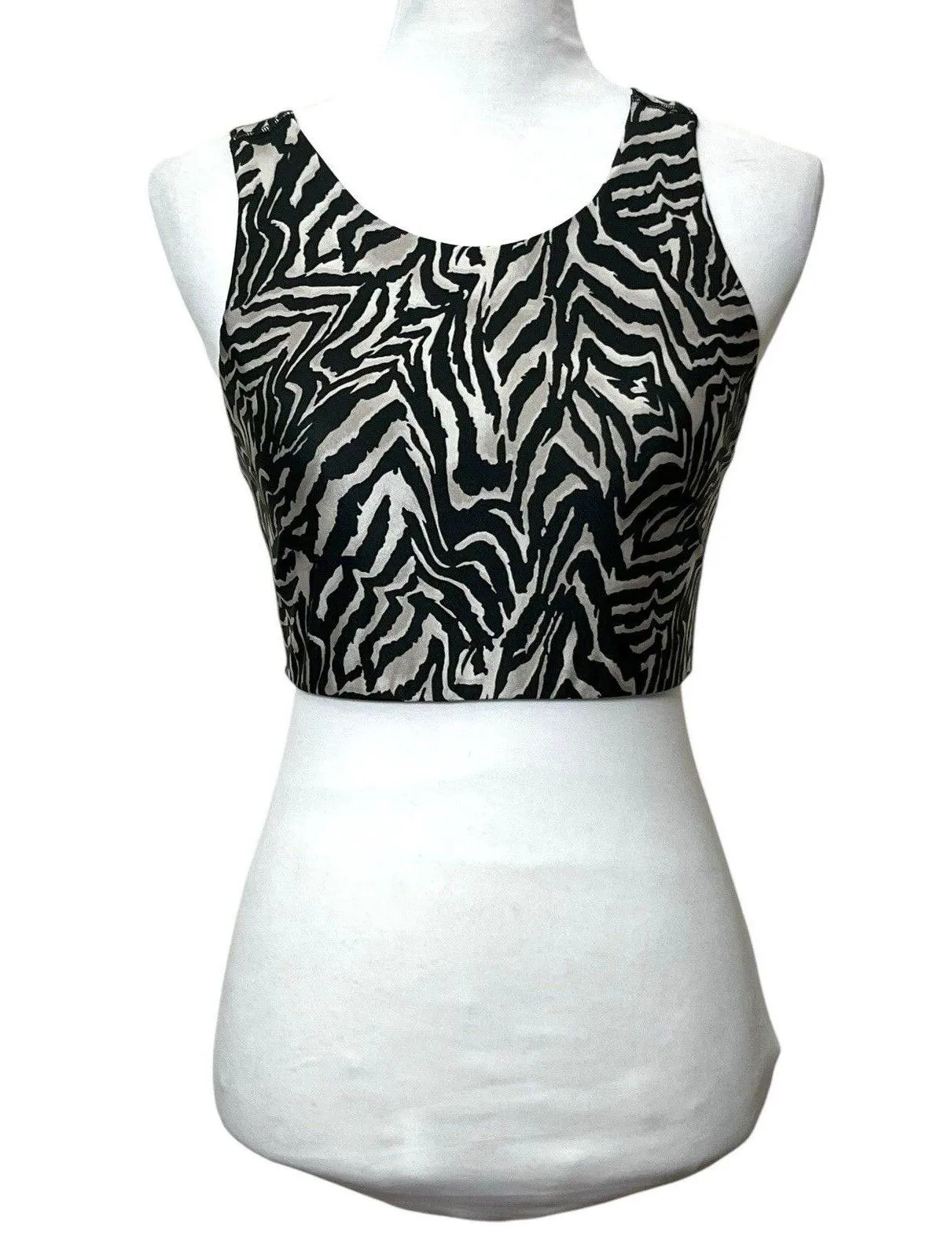 Emily Hsu Zebra Crop Top & Leggings Set Women’s Size S/XS Animal Print Outfit Gray - Image 3