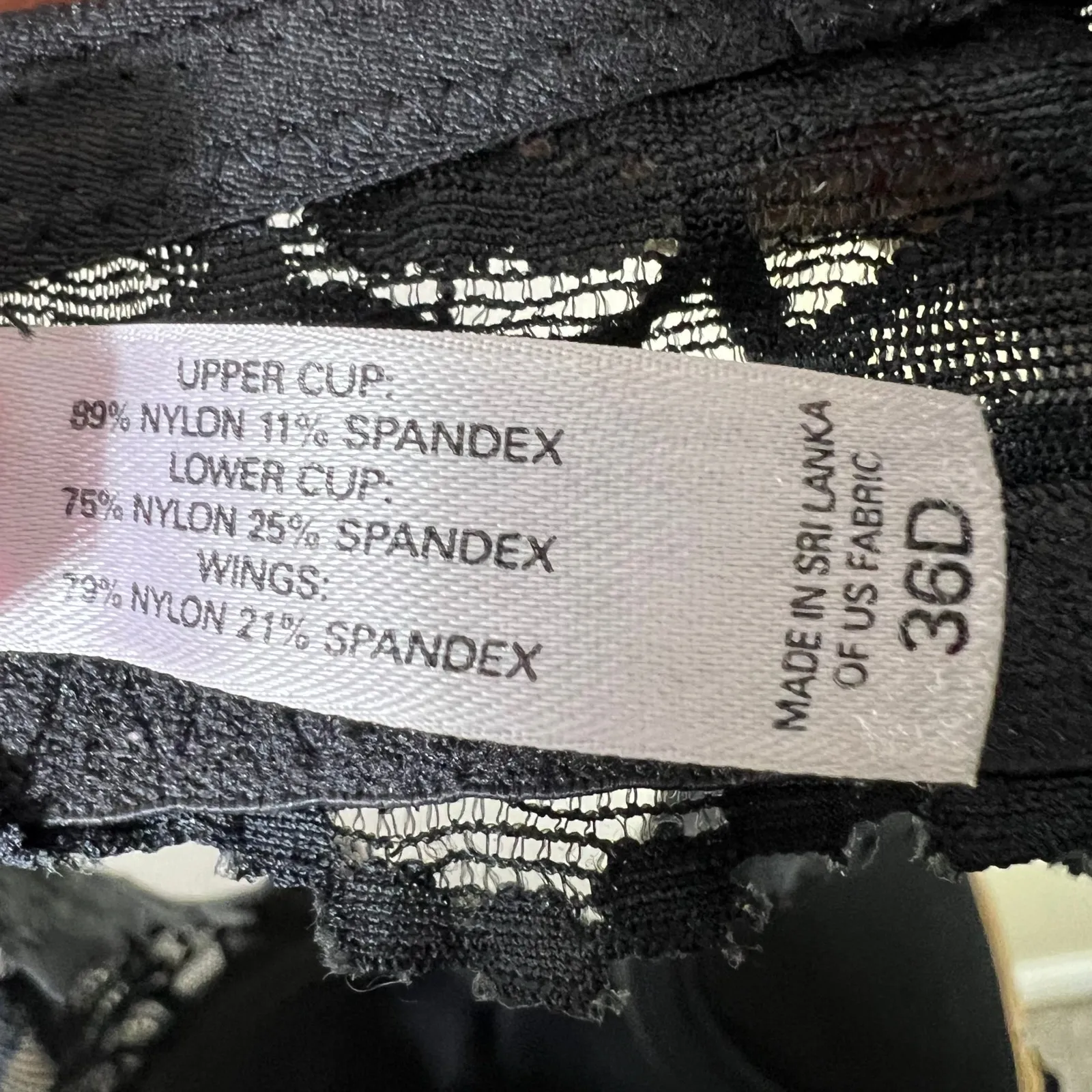 Victoria’s Secret Bra Womens 36D Black Lace Underwire Padded Strappy Coquette - Image 5