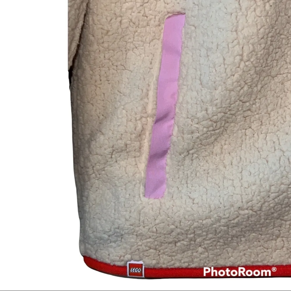 Lego Target small women’s Sherpa jacket pink red new polyester full zip front - Image 2