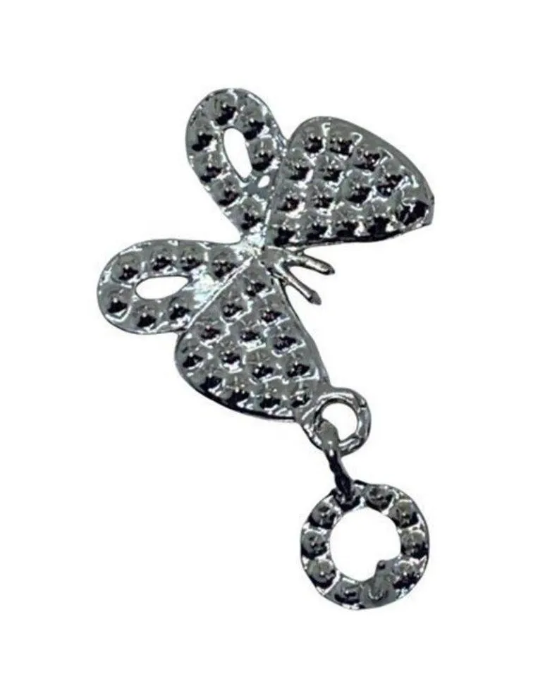 New NWT Silver-Tone Clear Rhinestone Dangle Butterfly Earrings - Image 6