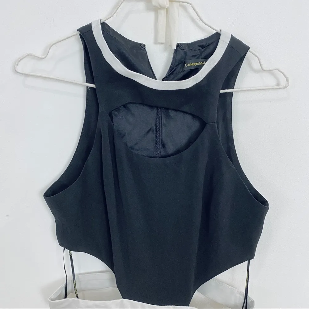 Catherine Maladrino cut-out gown with white leather waist band NWT - Image 6