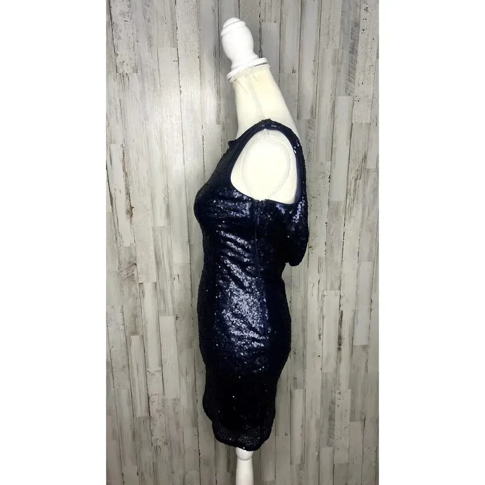 Lulus Women's Small Time to Shine Blue Sequin Bodycon Mini Dress Party Cocktail‎ - Image 10