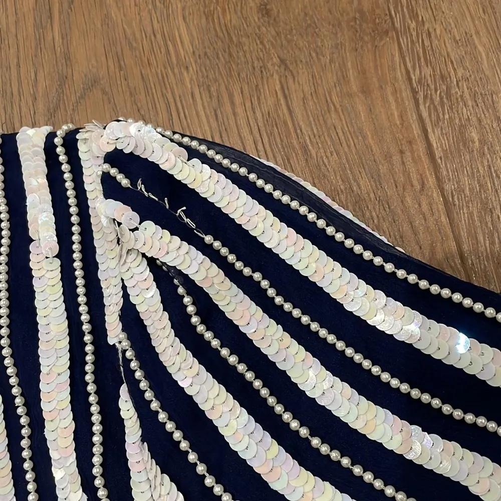 Vintage Lawrence Kazan Beautiful Beaded Sequin Blouse Top Shirt Silk Size L - Image 9