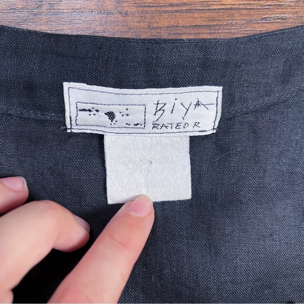 Biya • Johnny Was vintage linen mini dress oversized tunic crochet lace ruffle - Image 4