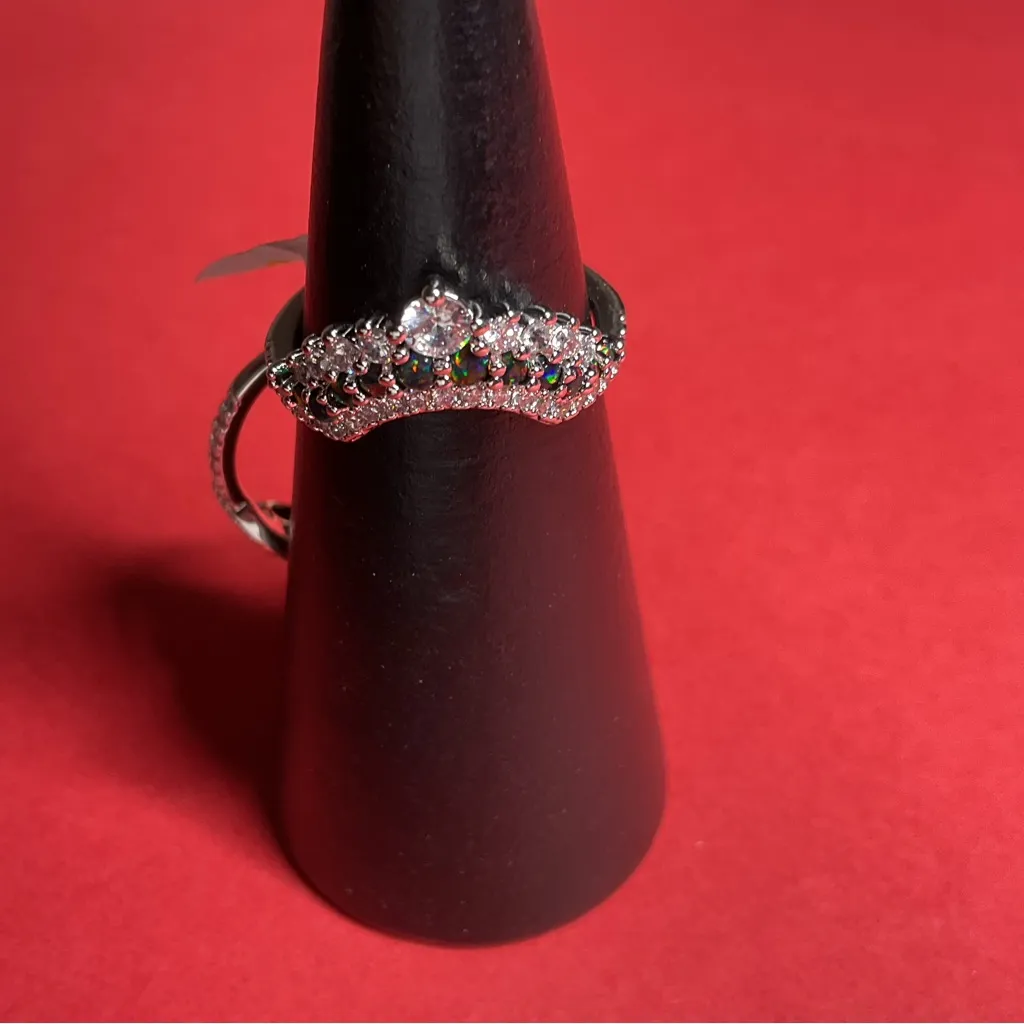 Bomb Party RBP6586 “Angelic Wonder” Lab Grown Fire Opal on Rhodium Sz 7 Ring NWT Silver - Image 4