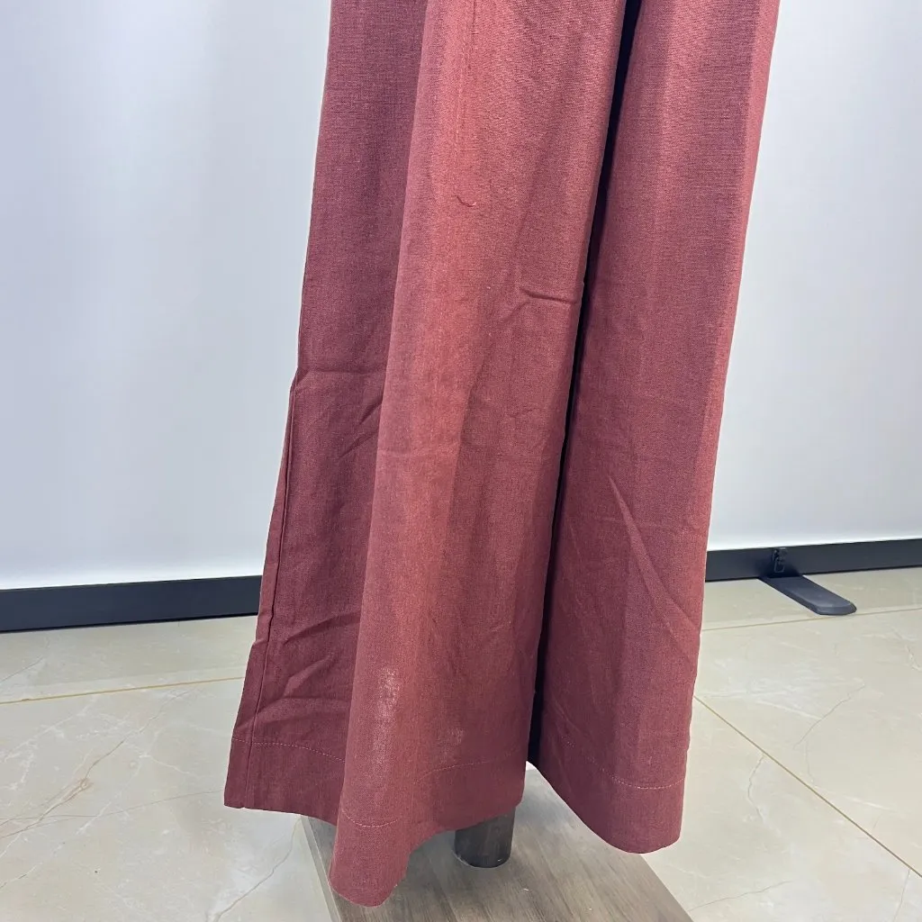 NWOT Farm Rio Linen Blend Sleeveless Halter Wide Leg Jumpsuit Sz XL Brown - Image 8