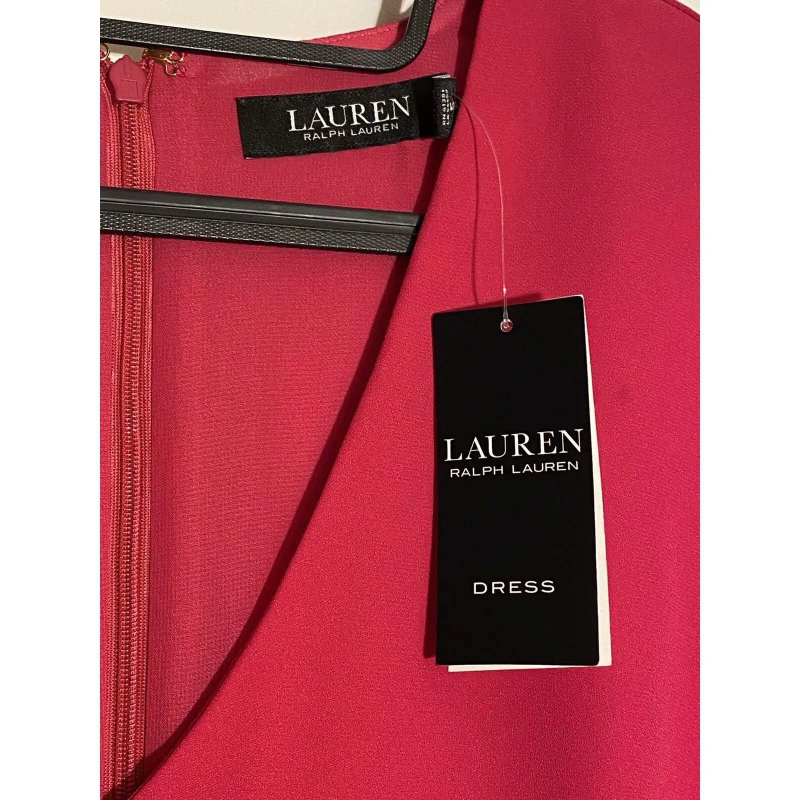 Lauren Ralph Lauren Red Dress V Neck Tiered‎ Flutter Sleeve Party Cocktail - Image 14