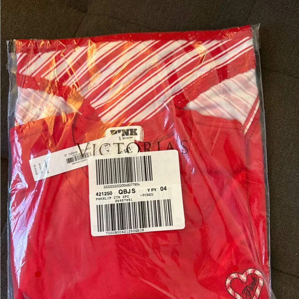 PINK Victoria's Secret Red Long Sleeve Top and Matching Panty Set Women’s Sz S - Image 4