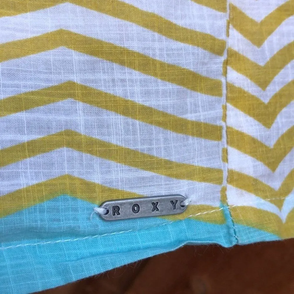 Roxy Teal Blue Yellow Chevron Pattern Skirt Size 9 - Image 3